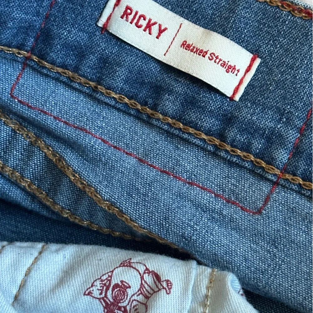 True Religion Ricky Mens Jeans 34x32 Blue Relaxed Straight Cut Pants